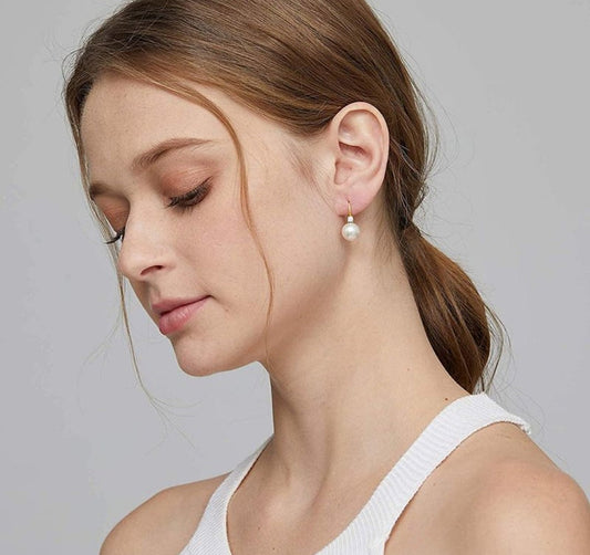 Pearl Diamond Earrings for Women Dangle Drop Earrings 925 Sterling Silver